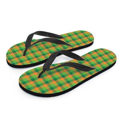 Shamrock Plaid St. Patrick's Day Print Flip Flops