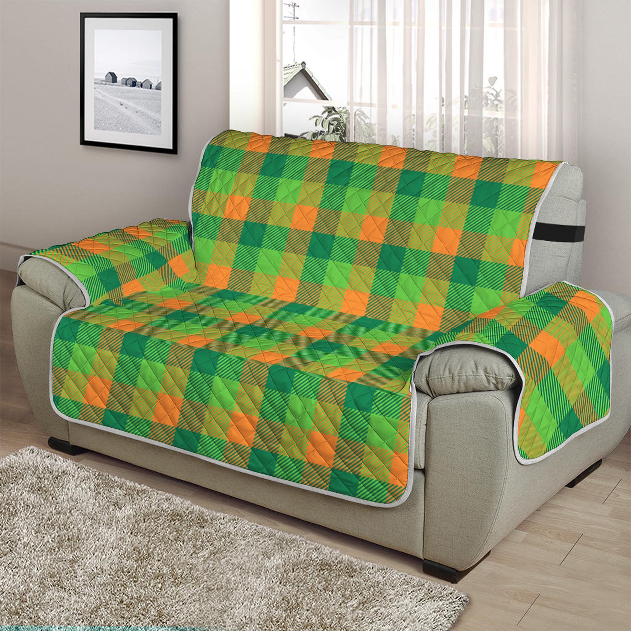 Shamrock Plaid St. Patrick's Day Print Half Sofa Protector