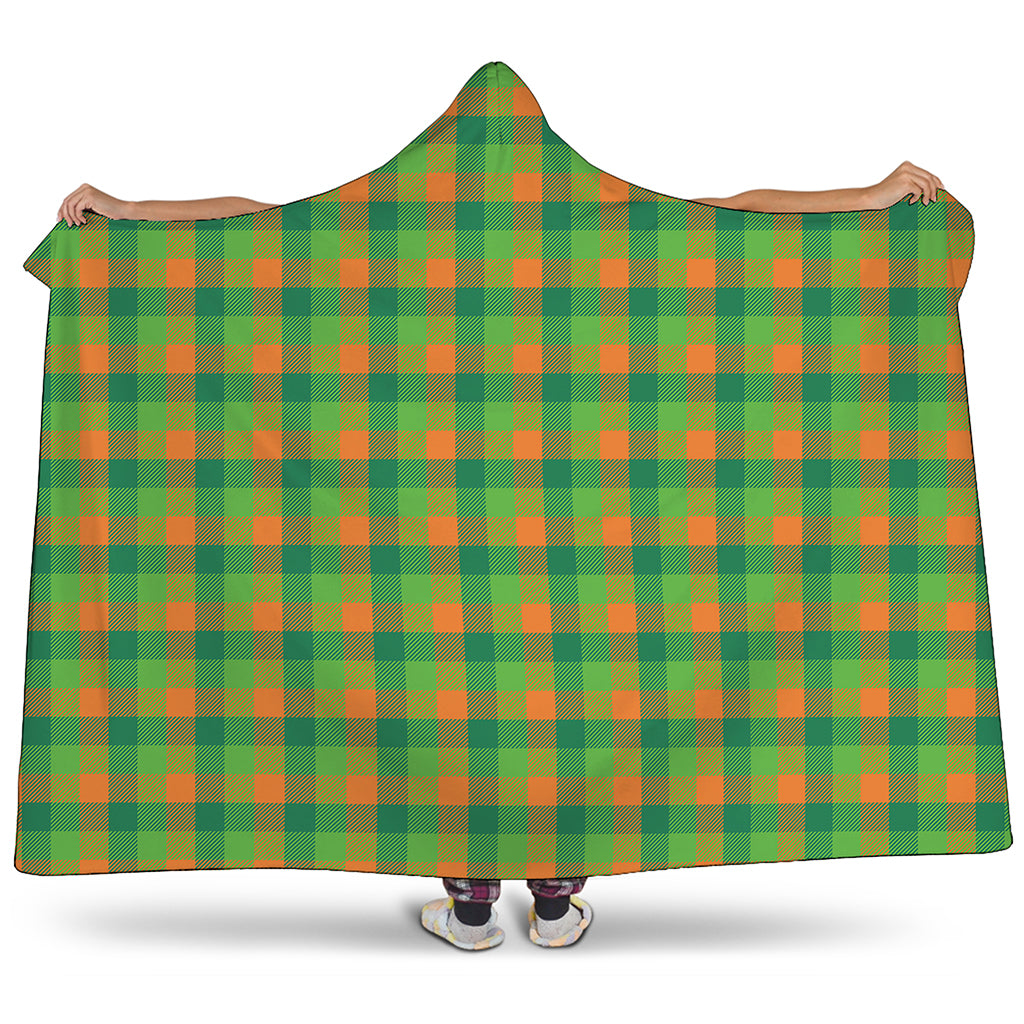 Shamrock Plaid St. Patrick's Day Print Hooded Blanket