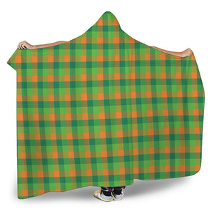 Shamrock Plaid St. Patrick's Day Print Hooded Blanket