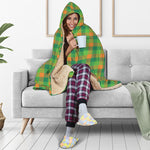 Shamrock Plaid St. Patrick's Day Print Hooded Blanket