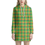 Shamrock Plaid St. Patrick's Day Print Hoodie Dress