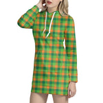 Shamrock Plaid St. Patrick's Day Print Hoodie Dress