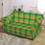 Shamrock Plaid St. Patrick's Day Print Loveseat Slipcover