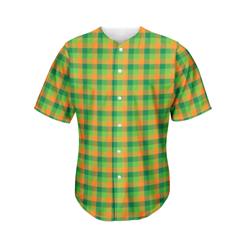 Shamrock Plaid St. Patrick's Day Print Men's Baseball Jersey