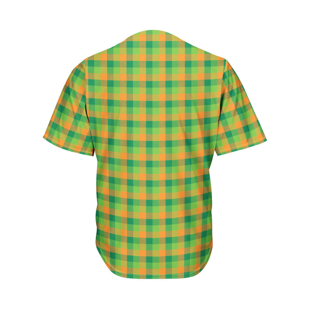 Shamrock Plaid St. Patrick's Day Print Men's Baseball Jersey