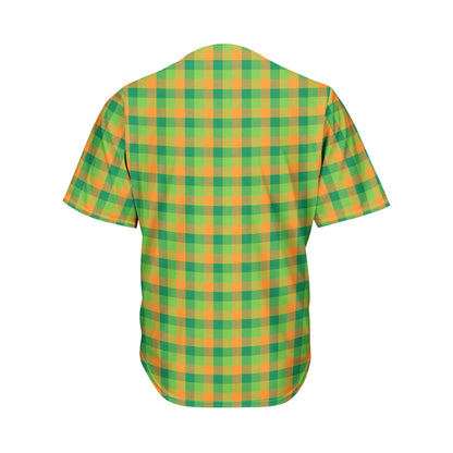 Shamrock Plaid St. Patrick's Day Print Men's Baseball Jersey