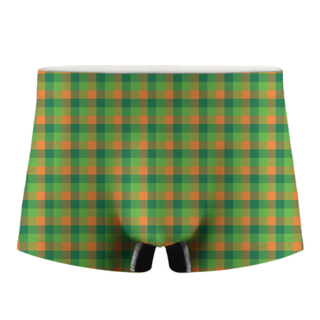 Shamrock Plaid St. Patrick's Day Print Men's Boxer Briefs