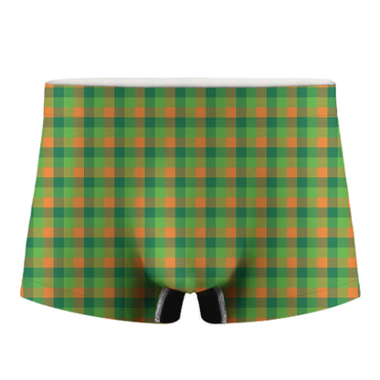 Shamrock Plaid St. Patrick's Day Print Men's Boxer Briefs