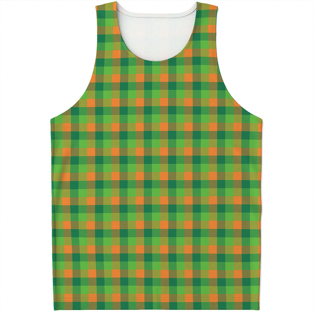 Shamrock Plaid St. Patrick's Day Print Men's Tank Top