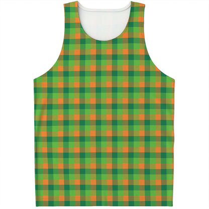 Shamrock Plaid St. Patrick's Day Print Men's Tank Top