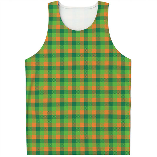 Shamrock Plaid St. Patrick's Day Print Men's Tank Top