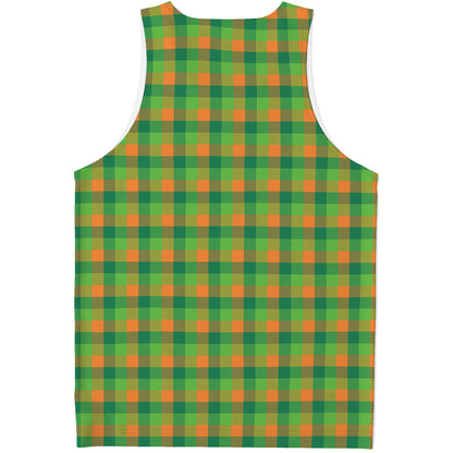 Shamrock Plaid St. Patrick's Day Print Men's Tank Top