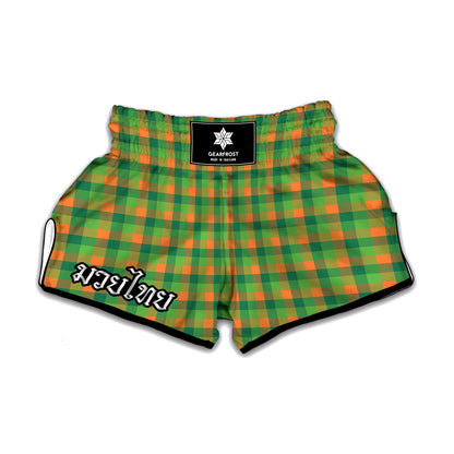 Shamrock Plaid St. Patrick's Day Print Muay Thai Boxing Shorts