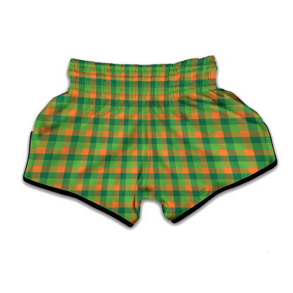 Shamrock Plaid St. Patrick's Day Print Muay Thai Boxing Shorts