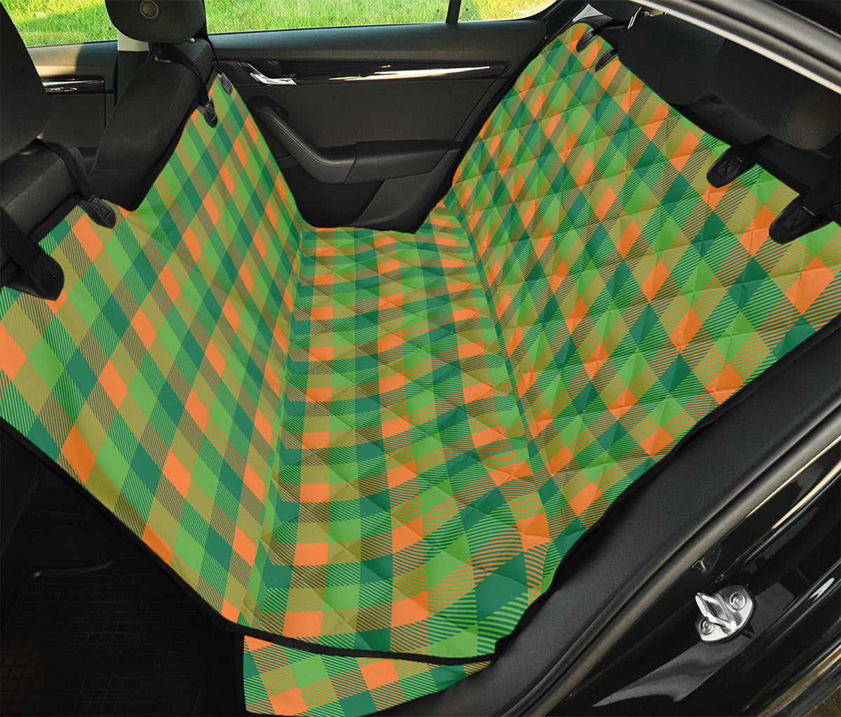 Shamrock Plaid St. Patrick's Day Print Pet Car Back Seat Cover