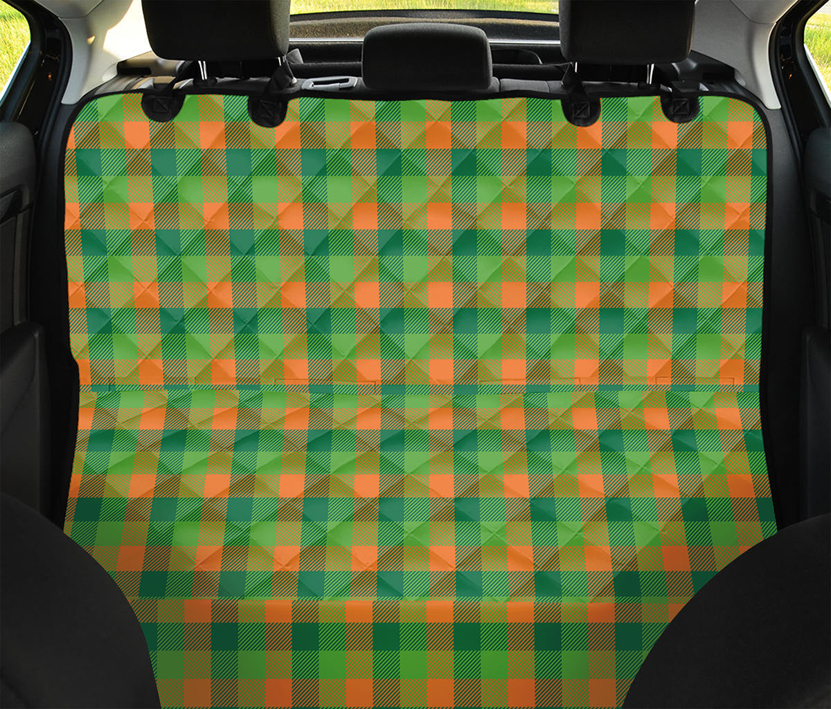 Shamrock Plaid St. Patrick's Day Print Pet Car Back Seat Cover