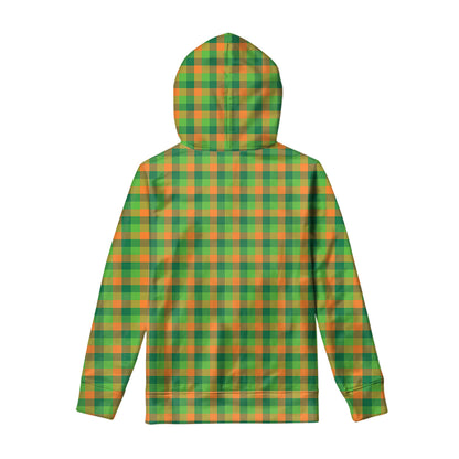 Shamrock Plaid St. Patrick's Day Print Pullover Hoodie