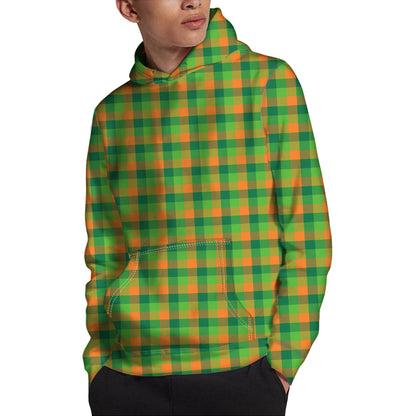 Shamrock Plaid St. Patrick's Day Print Pullover Hoodie