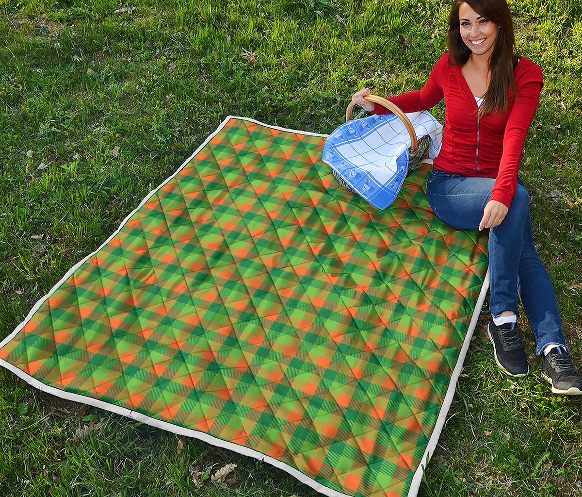 Shamrock Plaid St. Patrick's Day Print Quilt