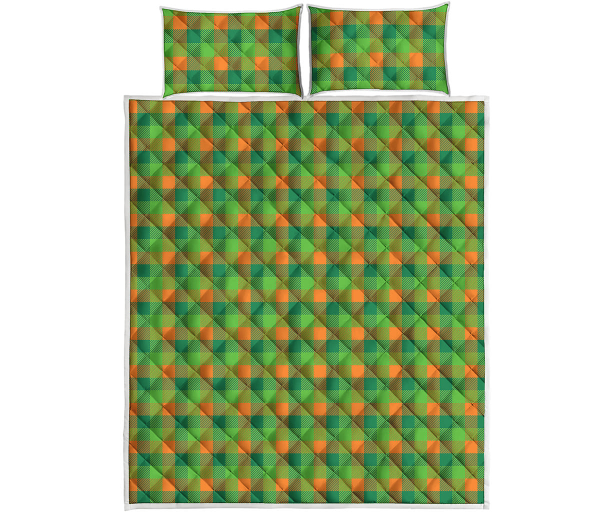 Shamrock Plaid St. Patrick's Day Print Quilt Bed Set