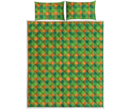 Shamrock Plaid St. Patrick's Day Print Quilt Bed Set
