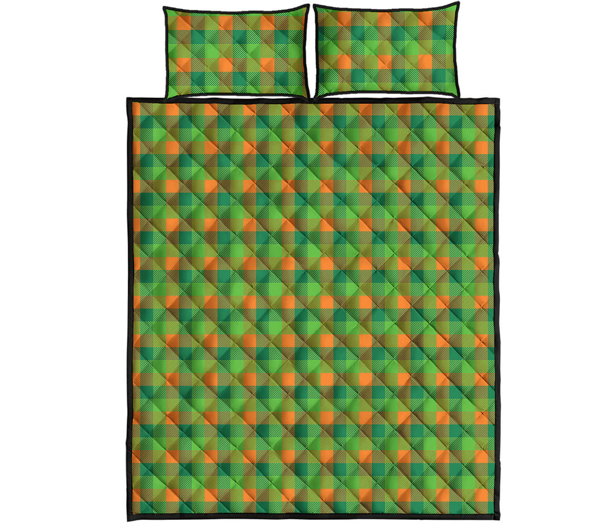 Shamrock Plaid St. Patrick's Day Print Quilt Bed Set