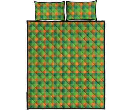 Shamrock Plaid St. Patrick's Day Print Quilt Bed Set