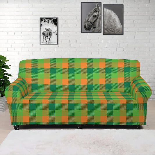 Shamrock Plaid St. Patrick's Day Print Sofa Cover