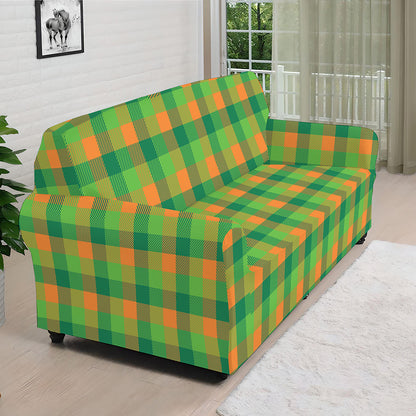 Shamrock Plaid St. Patrick's Day Print Sofa Cover