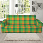 Shamrock Plaid St. Patrick's Day Print Sofa Slipcover