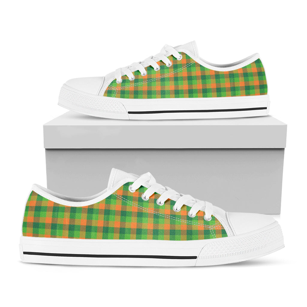 Shamrock Plaid St. Patrick's Day Print White Low Top Shoes