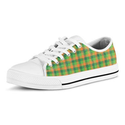 Shamrock Plaid St. Patrick's Day Print White Low Top Shoes