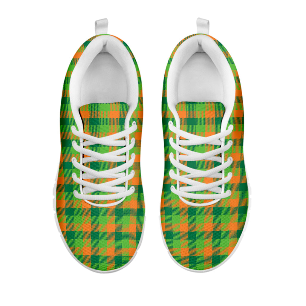 Shamrock Plaid St. Patrick's Day Print White Sneakers