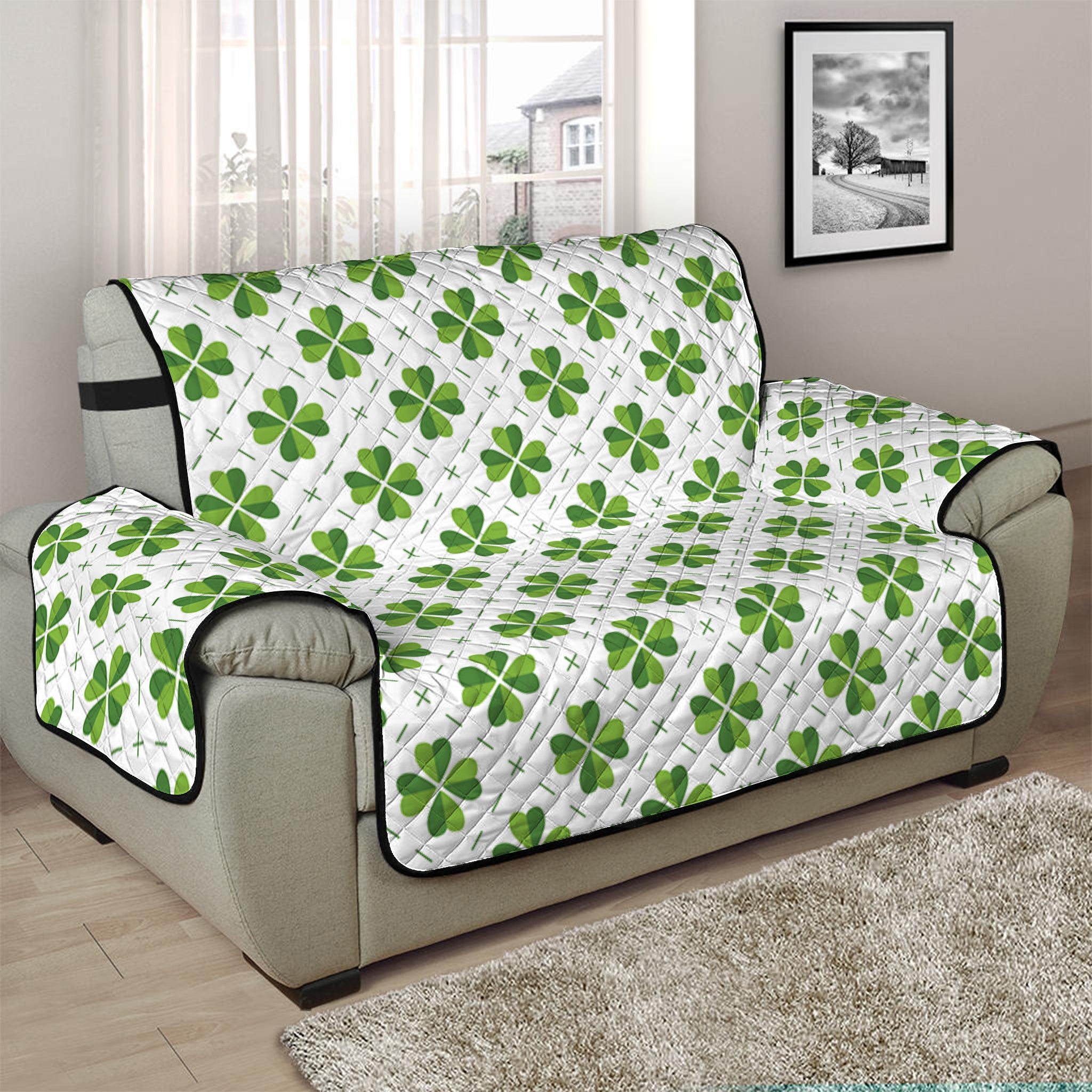 Shamrock Saint Patrick's Day Print Half Sofa Protector