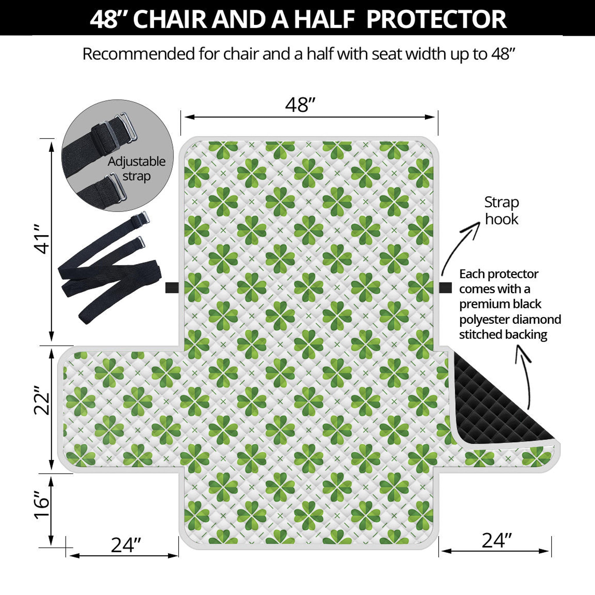 Shamrock Saint Patrick's Day Print Half Sofa Protector