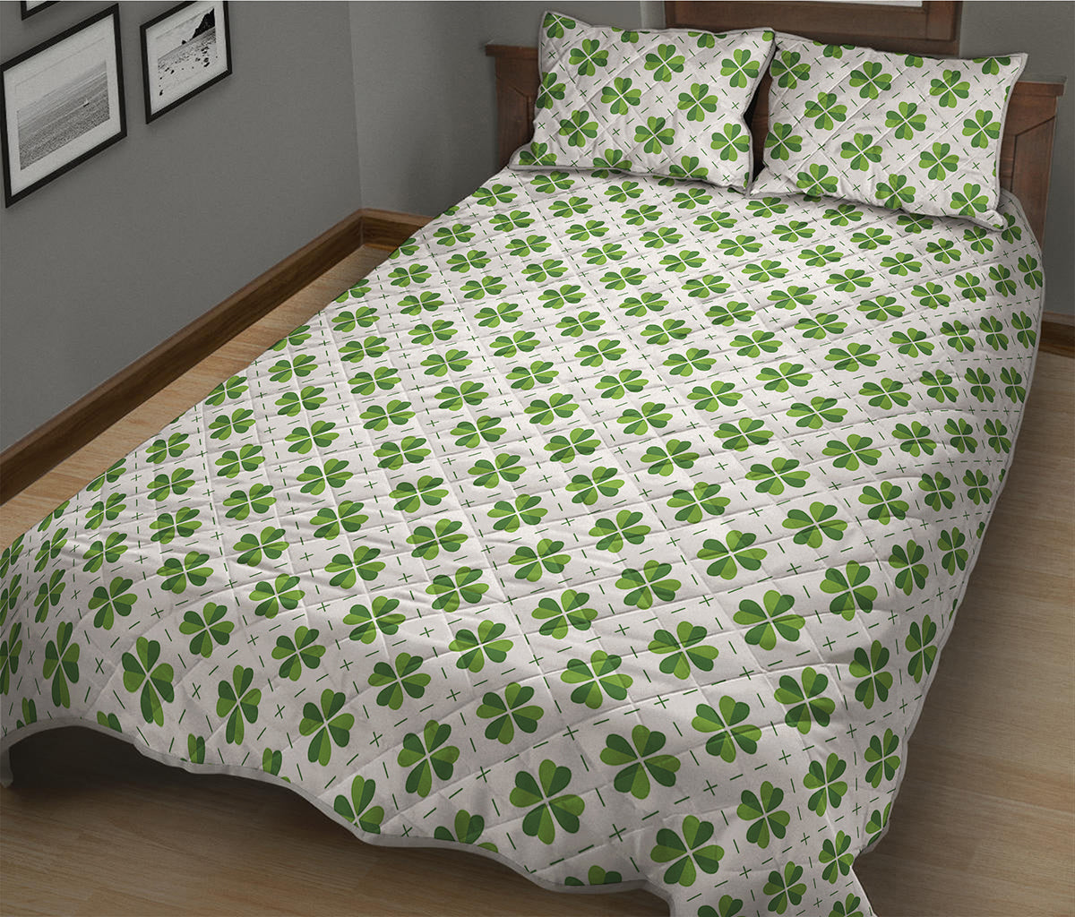 Shamrock Saint Patrick's Day Print Quilt Bed Set