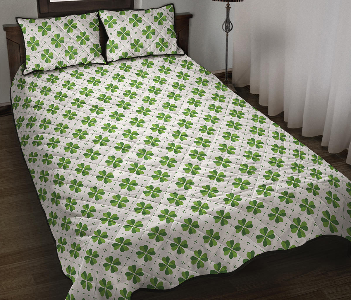 Shamrock Saint Patrick's Day Print Quilt Bed Set