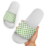 Shamrock Saint Patrick's Day Print White Slide Sandals