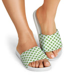 Shamrock Saint Patrick's Day Print White Slide Sandals