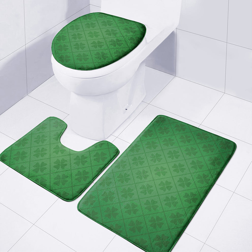 Shamrock St. Patrick's Day Pattern Print 3 Piece Bath Mat Set