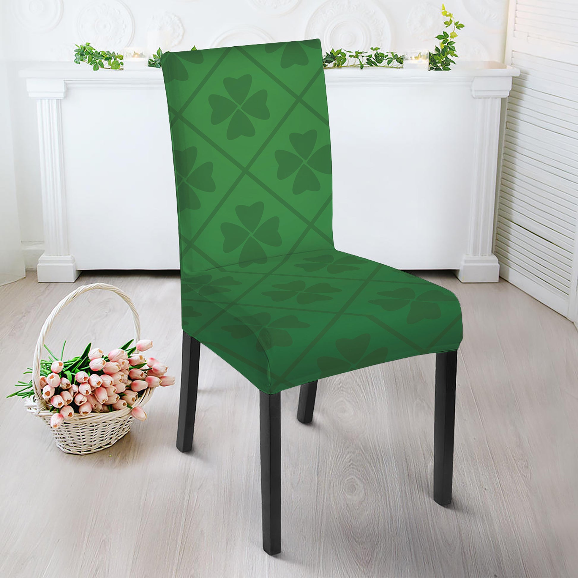 Shamrock St. Patrick's Day Pattern Print Dining Chair Slipcover