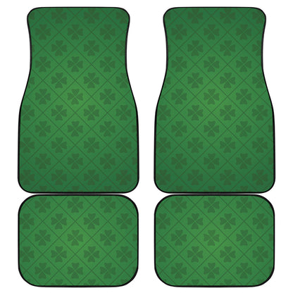 Shamrock St. Patrick's Day Pattern Print Front and Back Car Floor Mats