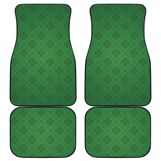 Shamrock St. Patrick's Day Pattern Print Front and Back Car Floor Mats