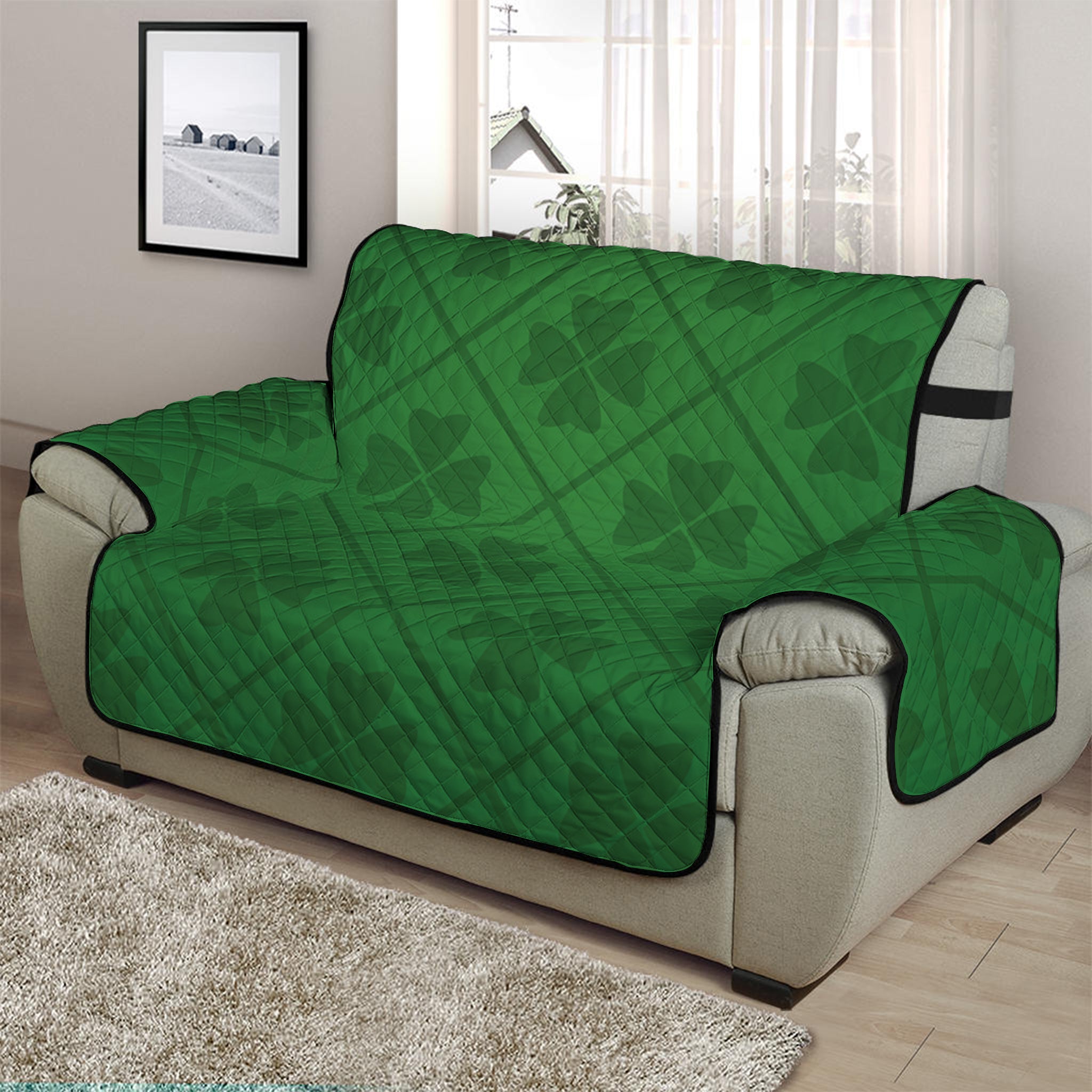 Shamrock St. Patrick's Day Pattern Print Half Sofa Protector