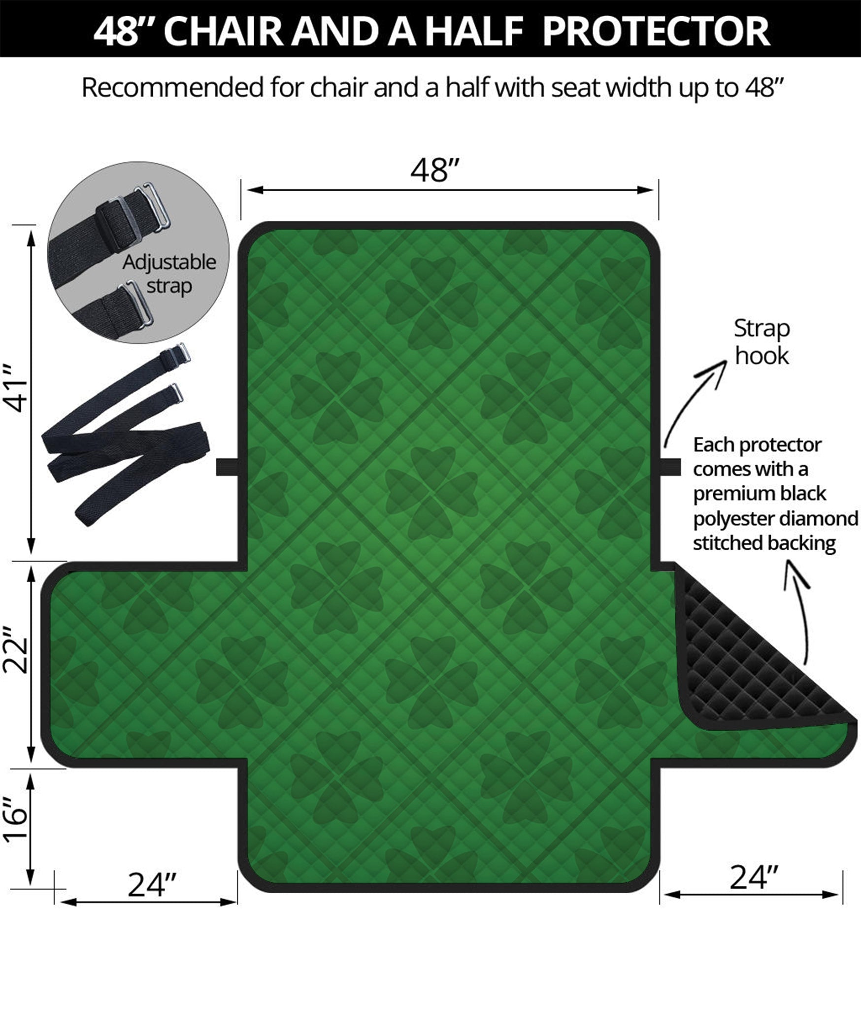 Shamrock St. Patrick's Day Pattern Print Half Sofa Protector