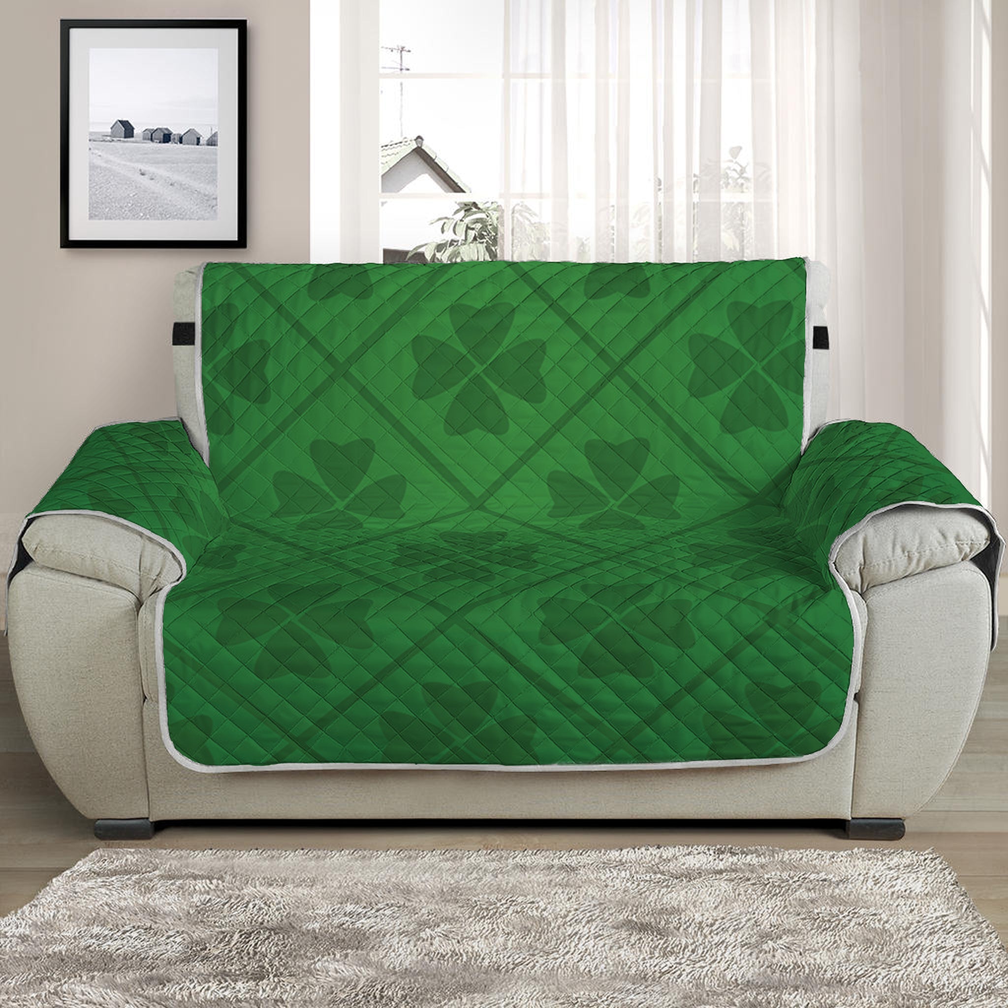 Shamrock St. Patrick's Day Pattern Print Half Sofa Protector