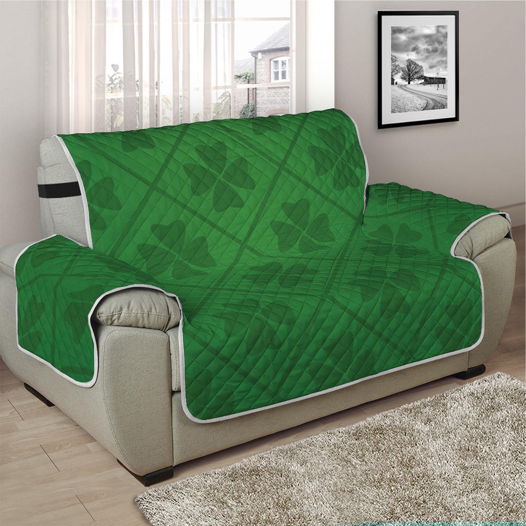 Shamrock St. Patrick's Day Pattern Print Half Sofa Protector