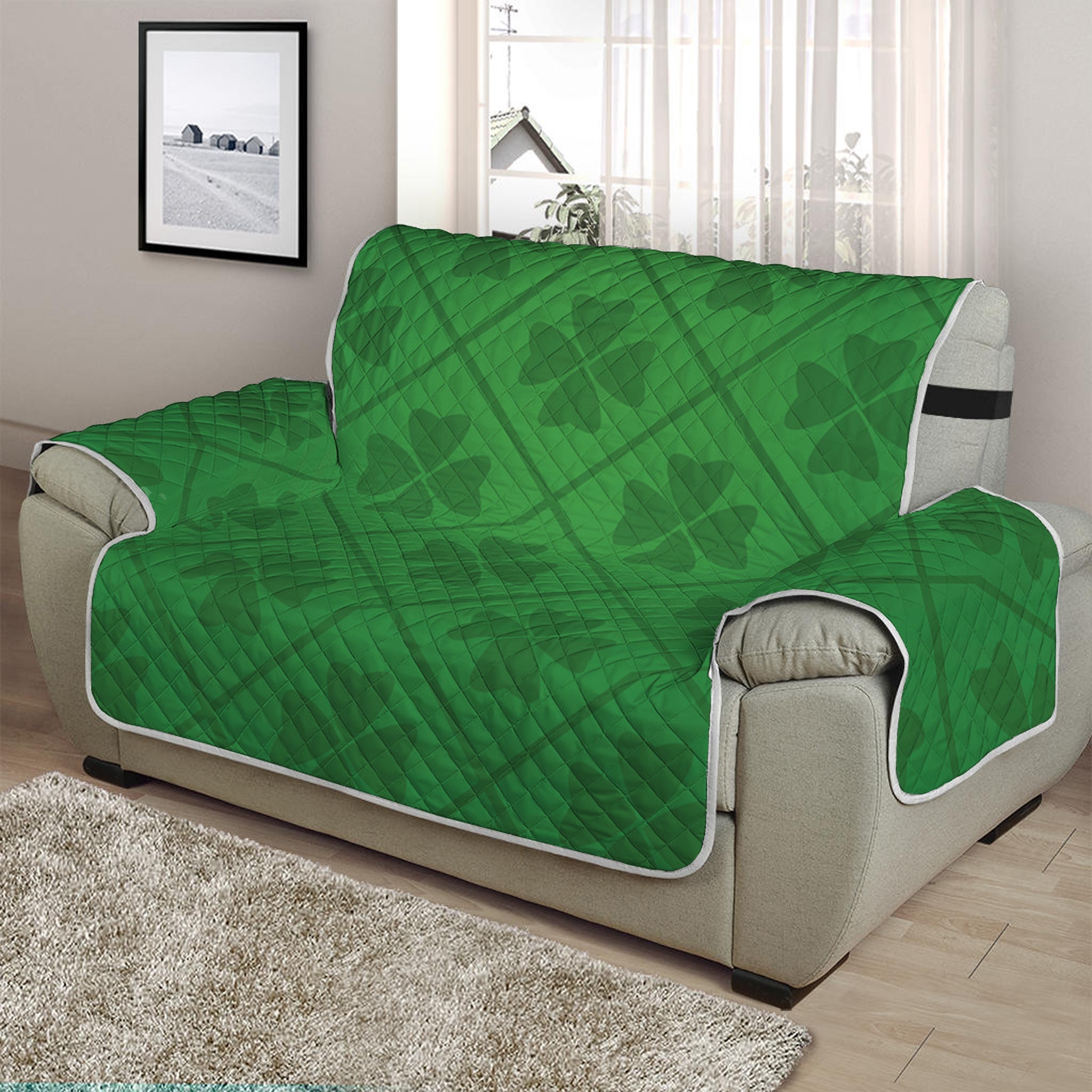 Shamrock St. Patrick's Day Pattern Print Half Sofa Protector