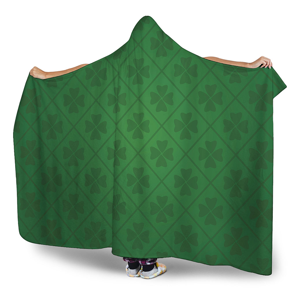 Shamrock St. Patrick's Day Pattern Print Hooded Blanket